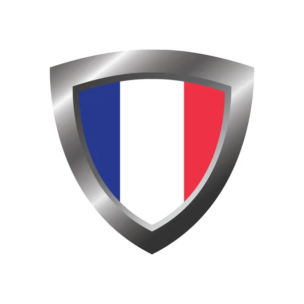Vector Ilustración Escudo Con Una Bandera Francia — Vector de stock