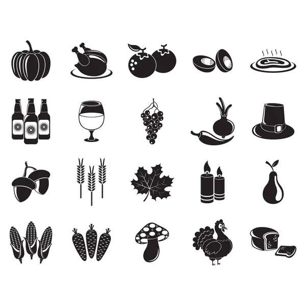 Collection Icônes Alimentaires Icône Plate Illustration Vectorielle — Image vectorielle