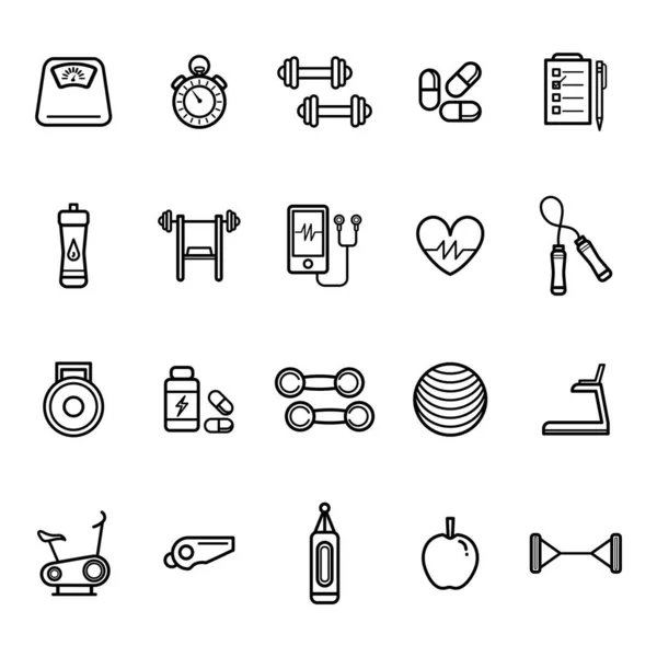 Fitness Icons Set Vector Illustration — Stock Vector