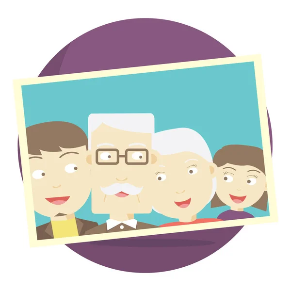 Familia Feliz Con Palo Selfie — Vector de stock