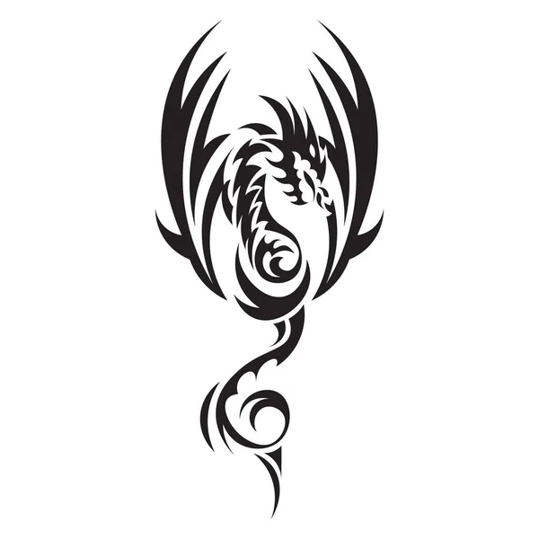 Dragon Tattoo Platte Pictogram Vector Illustratie — Stockvector