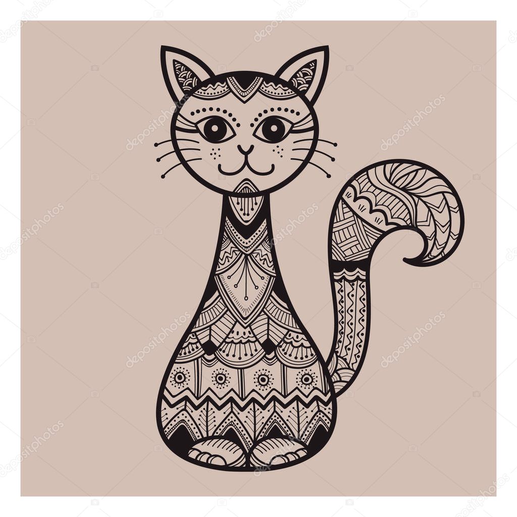 Decorative cat design stylized vector illustration