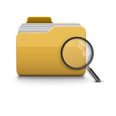 Beyaz arkaplanda büyüteç olan dizin simgesi