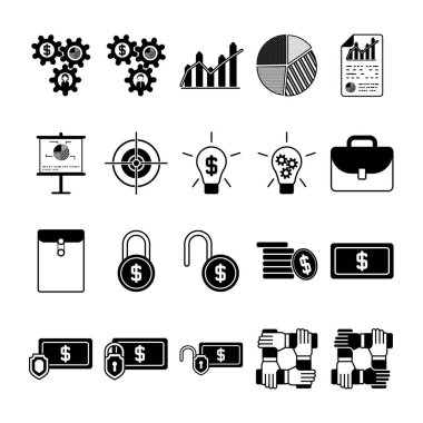 İş ve finans ikonları ayarlandı. vektör illüstrasyonu