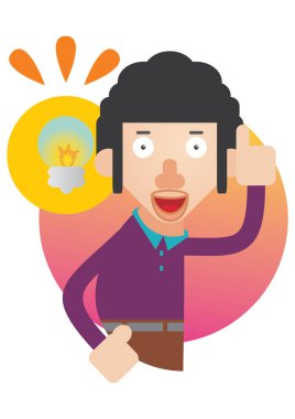 Sakallı ve elinde ampul olan bir adam.