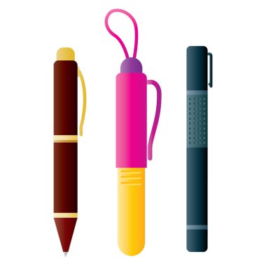 Kırmızı ve siyah kalemlerin vektör çizimi