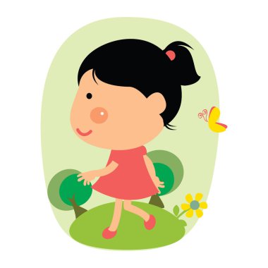 Basit grafik kız vektör çizimi 