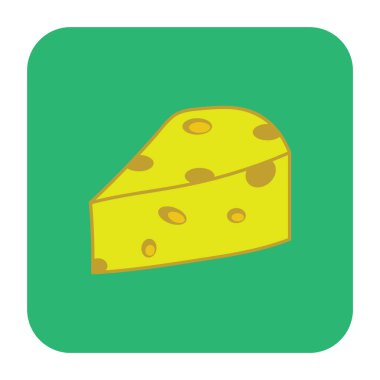 Düz biçimli peynir simgesi beyaz arkaplanda izole