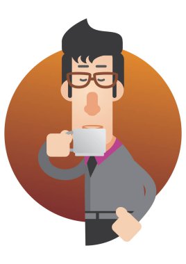 Gözlüklü ve telefonlu iş adamı.