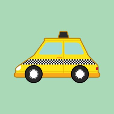 Sarı arkaplan vektör illüstrasyonu üzerinde taksi simgesi