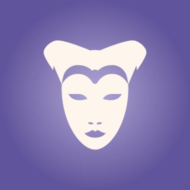 Maske simgesi beyaz arkaplanda izole edildi. karnaval sembolü vektör çizimi.