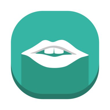 Beyaz arkaplanda izole edilmiş düz bir dudak simgesi. vektör illüstrasyonu