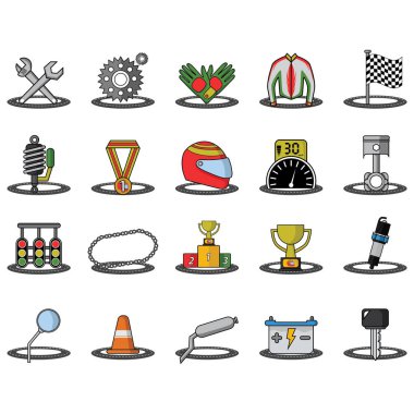 Deniz karikatürü tarzında simgeler.