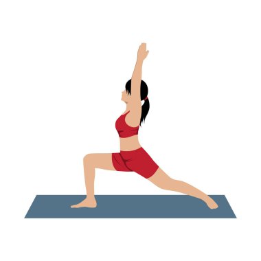 Yoga yapan kız renk vektörü çizimi yapıyor