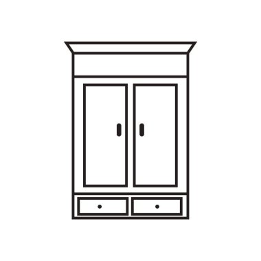 Beyaz arka planda siyah kıyafet ikonu izole edildi. mobilya sembolü illüstrasyonu.