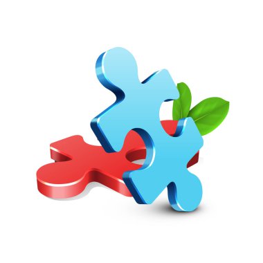 Kırmızı ve mavi renkli bulmaca parçası