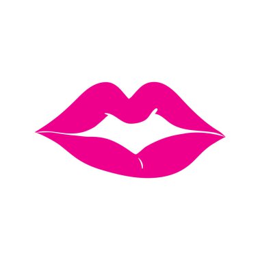 Beyaz arkaplanda siyah renkte dudak simgesi var. aşk sembolü illüstrasyonu