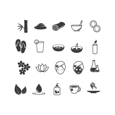 Spa simgeleri ayarlandı. vektör illüstrasyonu