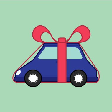 Kırmızı kurdeleli hediye kutusu ve yay.