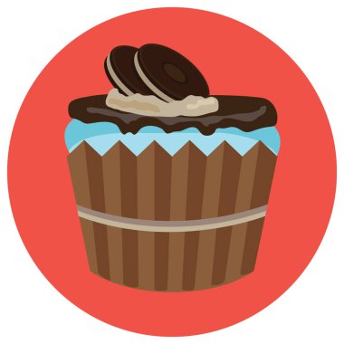 cupcake simgesi, vektör illüstrasyonu 