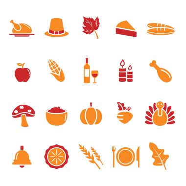 Şükran Günü vektör simgeleri ayarlandı