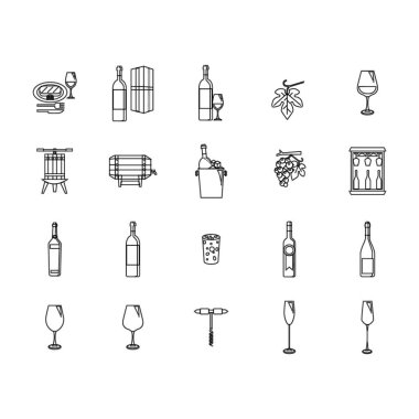Şarap simgeleri ve vektör illüstrasyonlu basit biçimlendirilmiş pankart