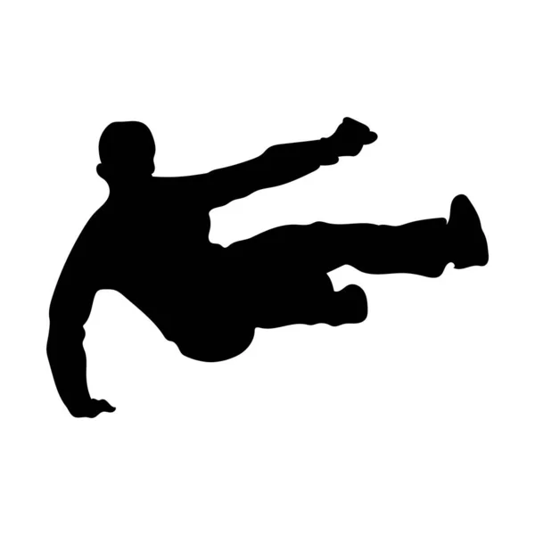 Vector Silueta Hombre Jugando Fútbol — Vector de stock