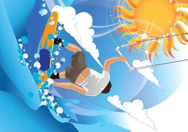 Vector Illustration Summer Surfing — Stock Vector