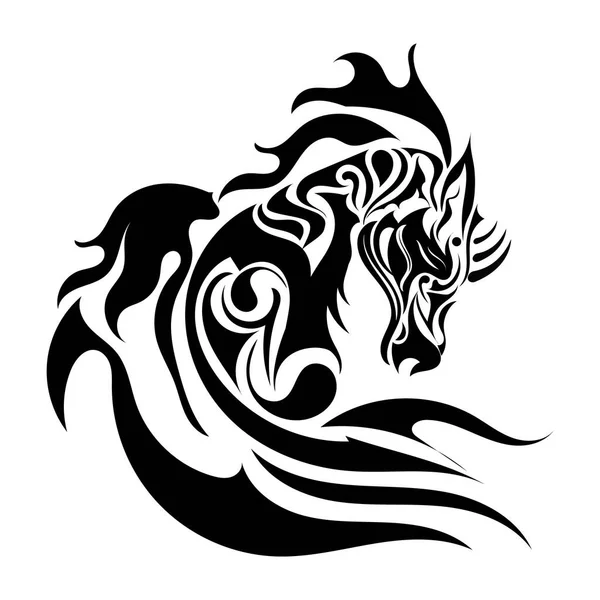 Black White Vector Illustration Dragon — Stock Vector