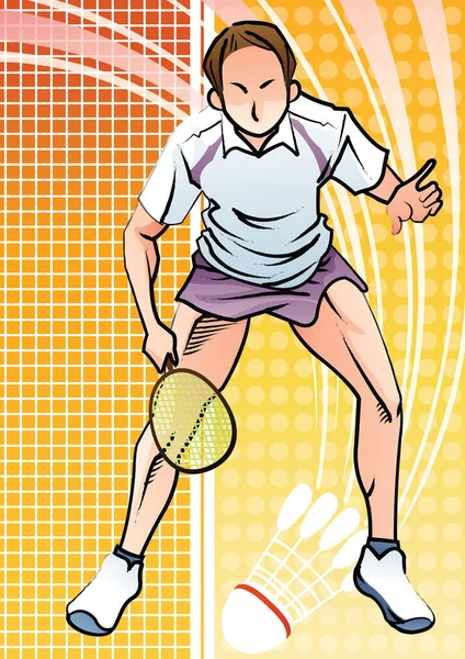 Jugador Tenis Ilustración Vectorial — Vector de stock