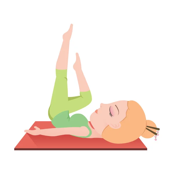 Gadis Berlatih Yoga Warna Vecrtor Ilustrasi - Stok Vektor