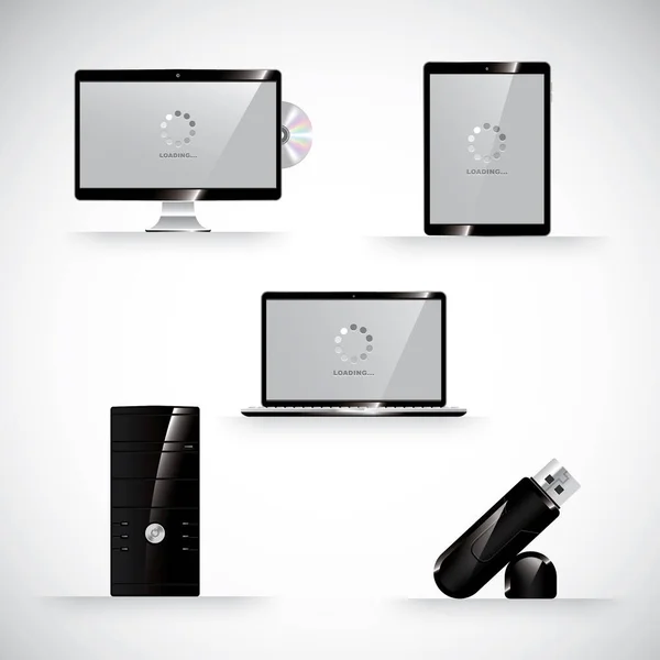 Laptop Computer Tablet Witte Achtergrond — Stockvector