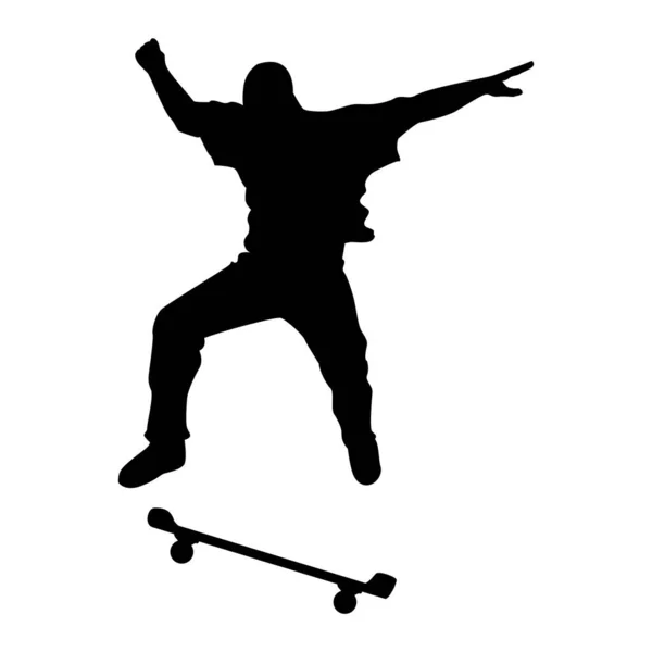 Silhouette Eines Mannes Mit Skateboard Auf Weißem Hintergrund — Stockvektor