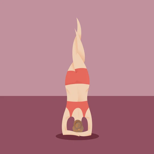 Mädchen Praktizieren Yoga Farbvektor Illustration — Stockvektor