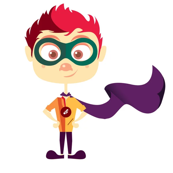 Superhéroe Chico Con Gafas Corbata — Vector de stock