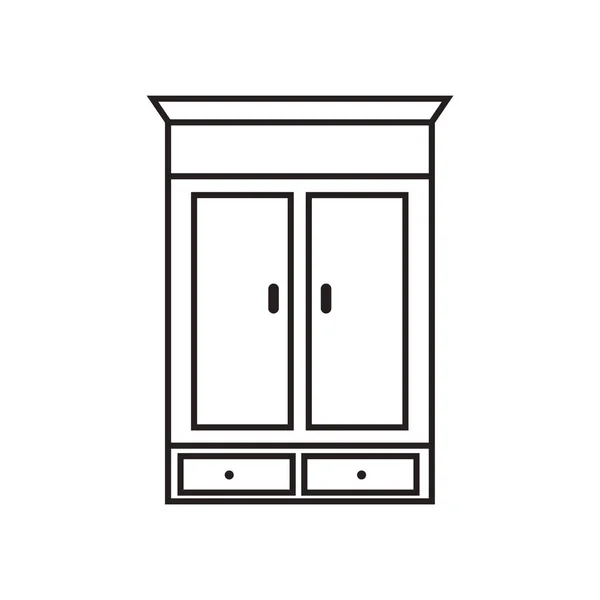 Kleiderschrank Ikone Schwarzen Stil Isoliert Auf Weißem Hintergrund Möbel Symbol — Stockvektor