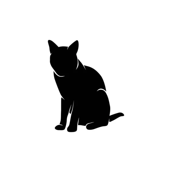 Silueta Neagră Unei Pisici Fundal Alb — Vector de stoc