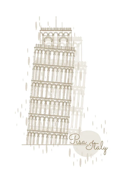 Ilustração Vetorial Famosa Torre Pisa — Vetor de Stock