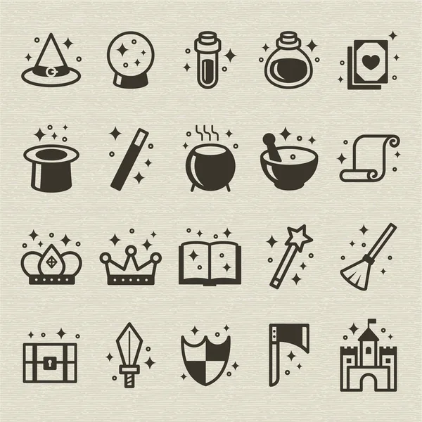 Vector Set Black White Icons — Stock Vector