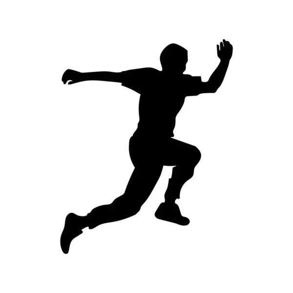 Silhouette Man Running White Background — Stock Vector