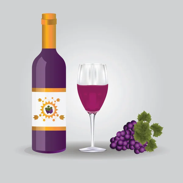 Banner Estilizado Simples Com Ícones Vinho Ilustração Vetorial — Vetor de Stock