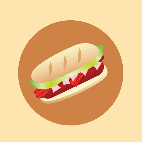 Icona Hot Dog Sfondo Beige Vettoriale Illustrazione — Vettoriale Stock