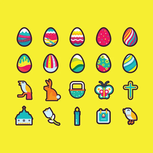 Easter Icons Set Vector Illustration — Stock Vector