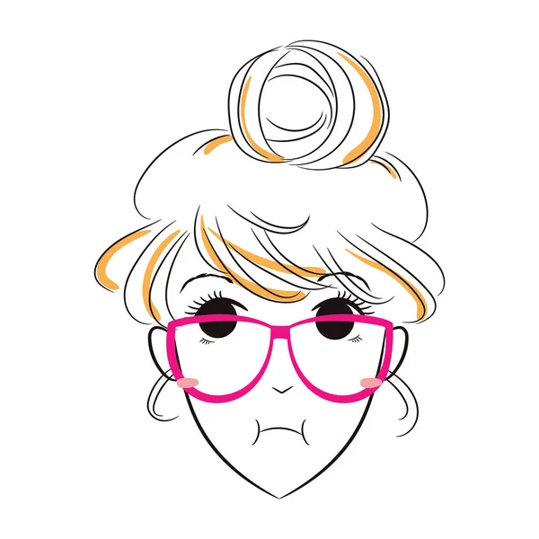 Vektor Illustration Eines Mädchens Mit Sonnenbrille — Stockvektor