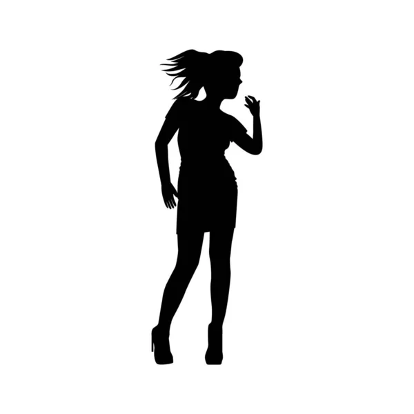 Silhouette Woman Swimsuit White Background — Stock Vector