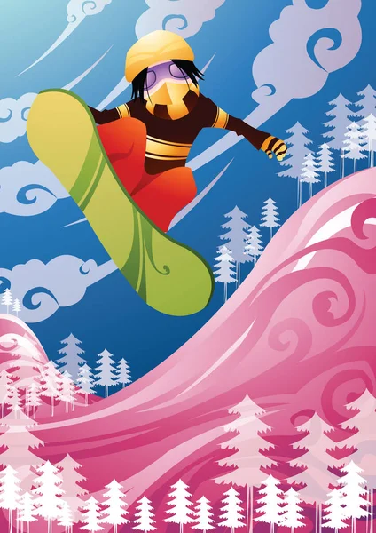 Vektor Illustration Eines Skigebiets — Stockvektor