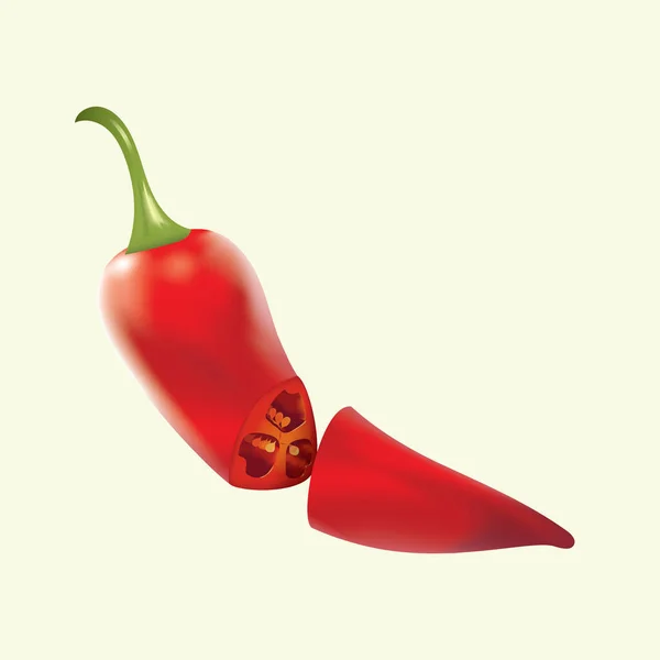 Rode Chili Peper Een Witte Achtergrond — Stockvector