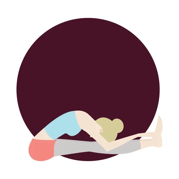 Ragazza Che Pratica Yoga Colore Vettoriale Illustrazione — Vettoriale Stock