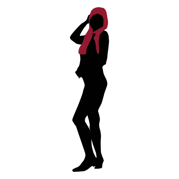 Silhouet Van Een Vrouw Een Rode Jurk — Stockvector