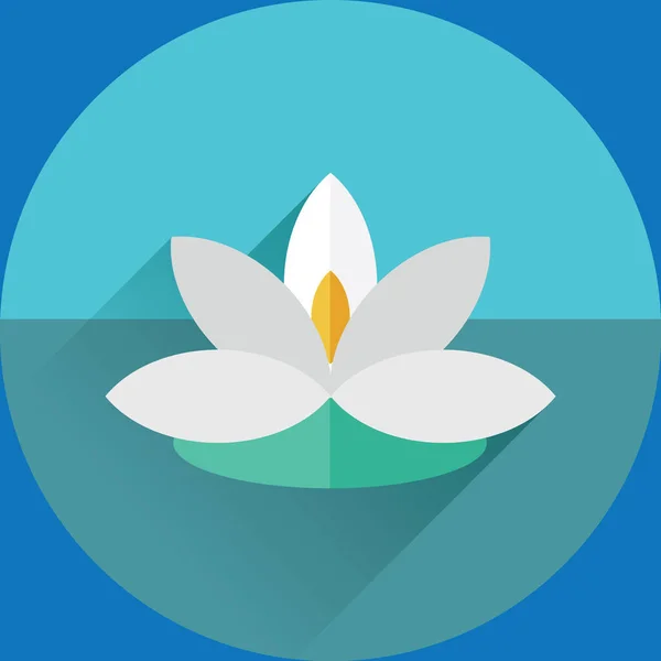 Icône Fleur Lotus Dans Style Plat Isolé Sur Fond Bleu — Image vectorielle